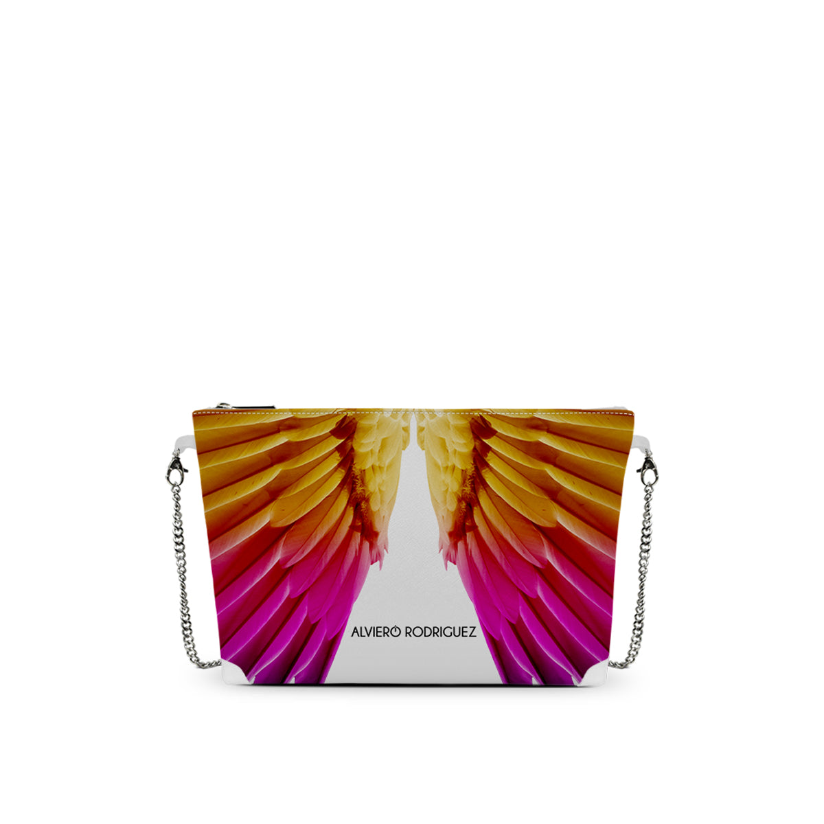 Borsa a Tracolla Bianca Stampa Aquila | Catena Dorata | Made in Italy