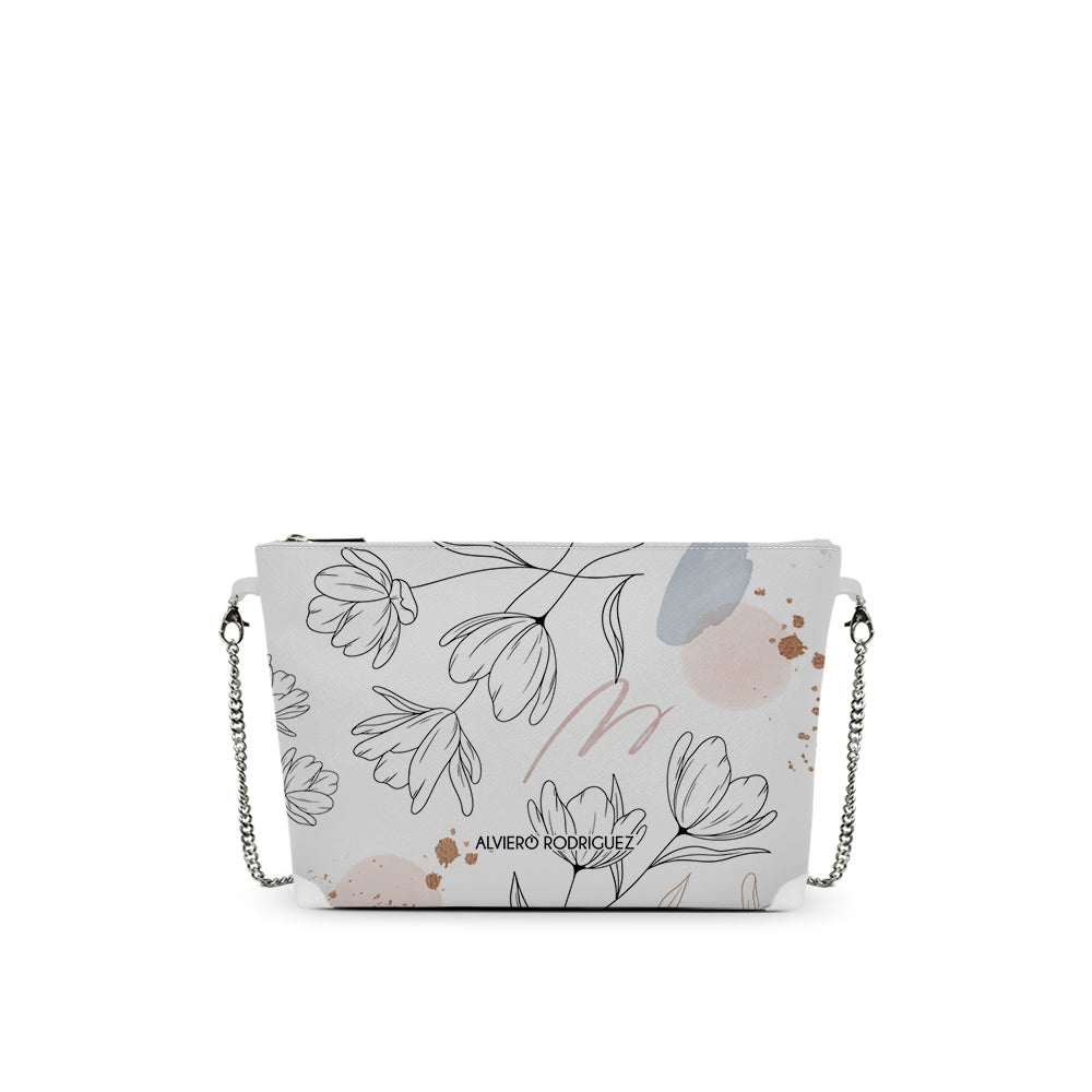 Borsa a Tracolla Bianca Stampa Floreale | Catena Dorata | Made in Italy
