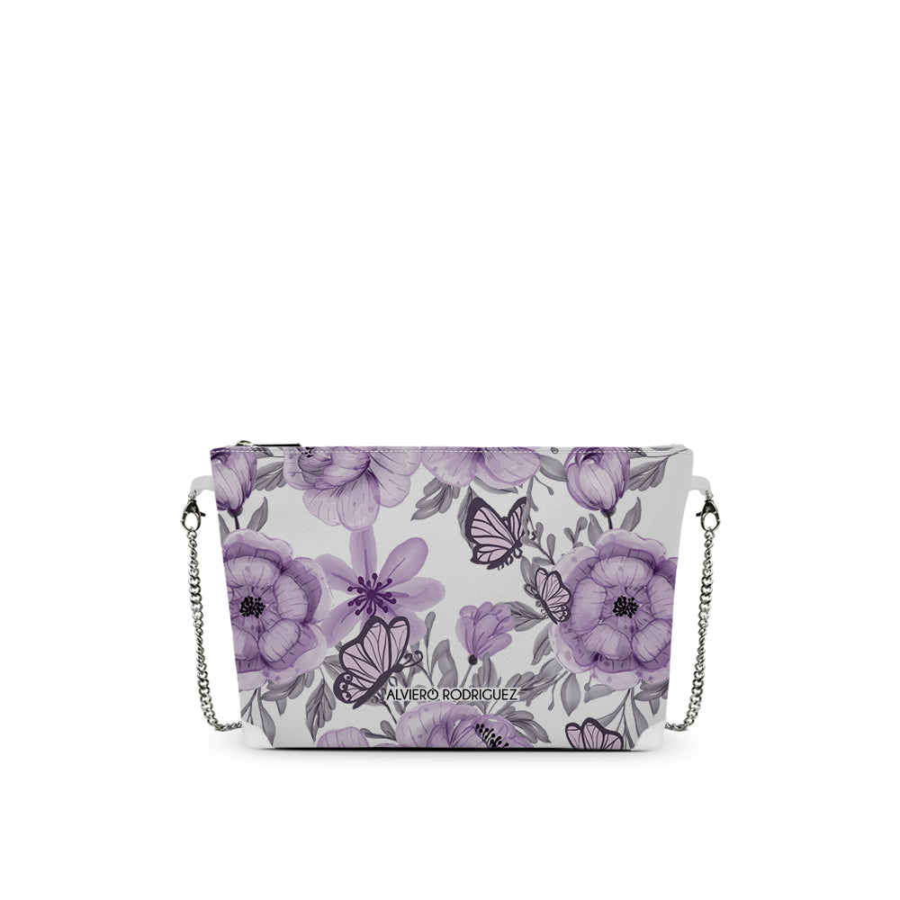 Borsa a Tracolla Bianca Stampa Farfalle | Catena Dorata | Made in Italy