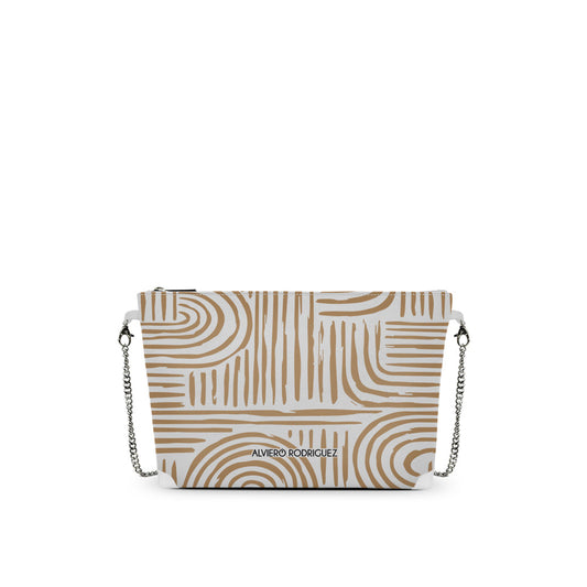 Borsa a Tracolla Bianca Stampa Geometrica | Catena Dorata | Made in Italy