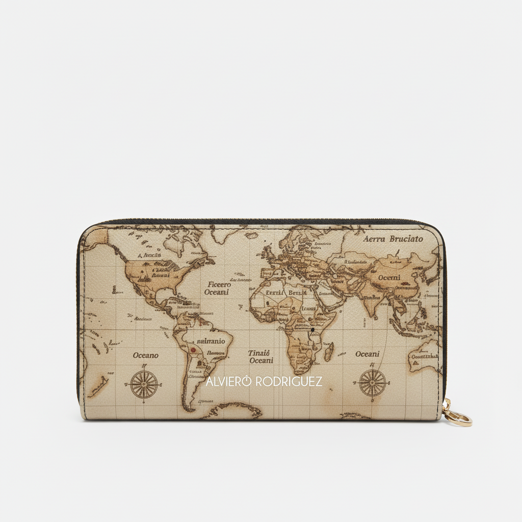 Portafogli Zip Map Brown